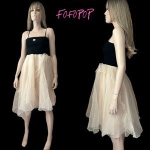 Fofopop Yuefa Fit & Flare Cocktail Dress Organza Party Special Occasion Ruffles